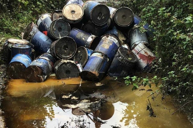 Fly-tippers threaten water supply with dumped paint drums