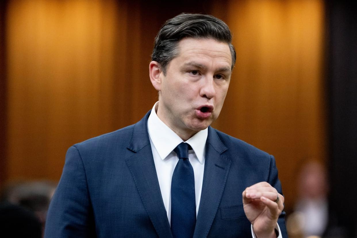 Conservative Party Leader Pierre Poilievre rises during question period on Parliament Hill in Ottawa on Monday, May 6, 2024. (Spencer Colby/The Canadian Press - image credit)