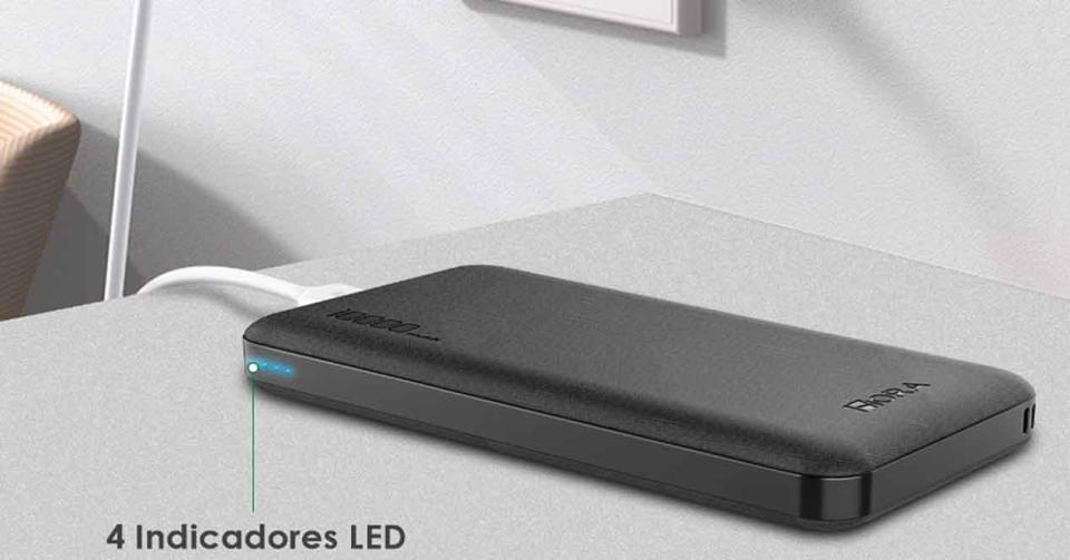 Los LEDs de esta 'power bank' te indican siempre su capacidad. (Foto: Amazon)