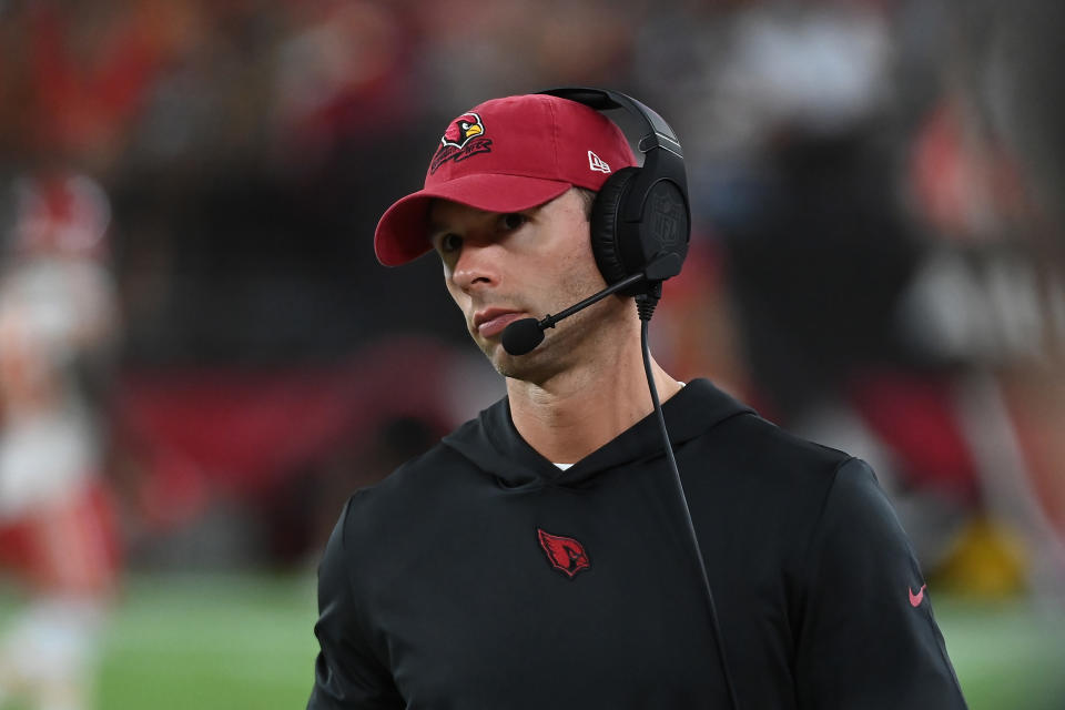 Jonathan Gannon delivered an awkward speech to try and motivate the Cardinals. (Photo by Norm Hall/Getty Images)