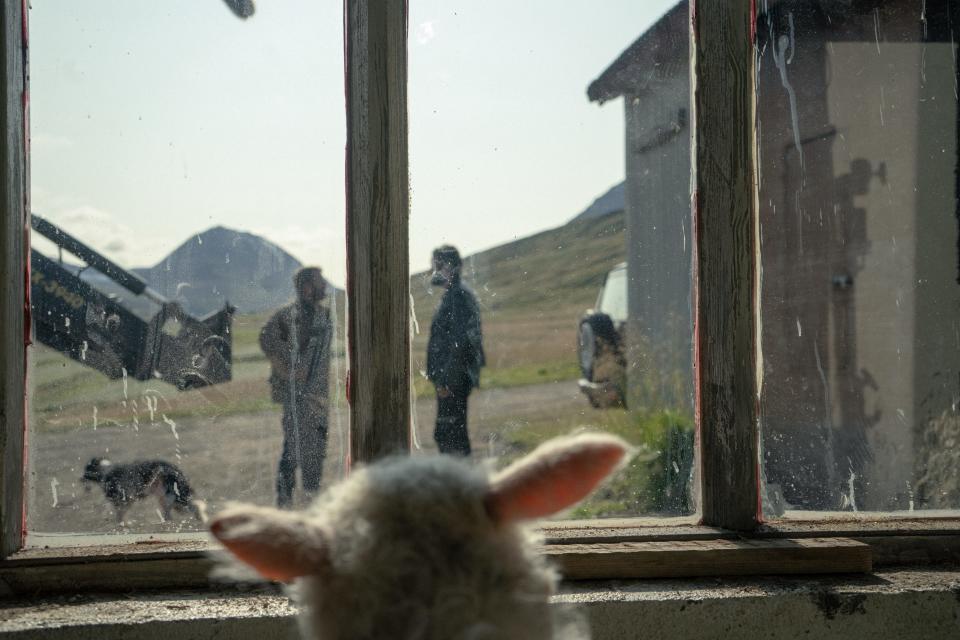 Young Ada, who exhibits both sheep and human qualities, views the world from her window in the new film "Lamb."