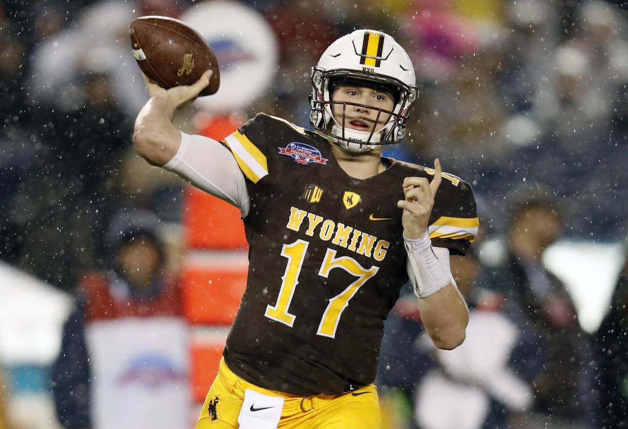 Wyoming’s Josh Allen is one of the leading contenders to be the first quarterback drafted next April. (AP)