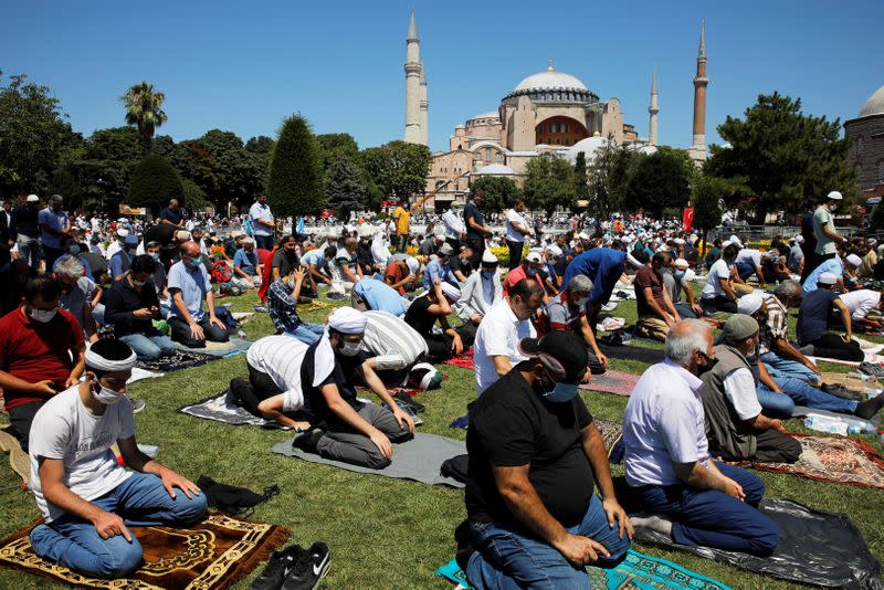 Friday prayers at Hagia Sophia Grand Mosque for the first time in 86 years, in Istanbul