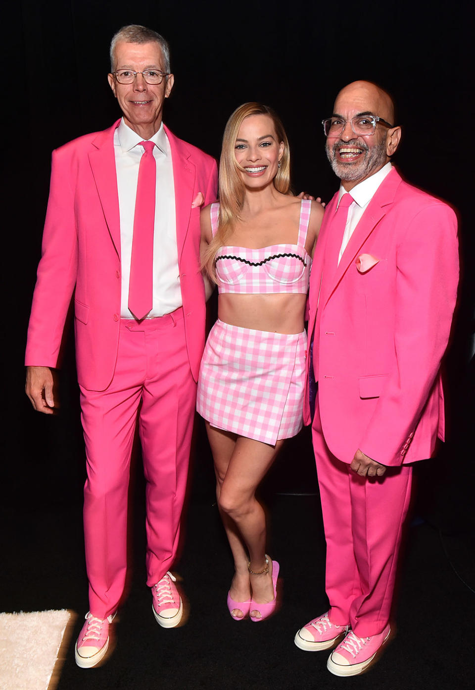 (L-R) Andrew Cripps, President, International Theatrical Distribution, Warner Bros. Pictures, Margot Robbie and Jeff Goldstein, President, International Theatrical Distribution, Warner Bros. Pictures attend the State of the Industry and Warner Bros. Pictures Presentation at The Colosseum at Caesars Palace during CinemaCon, the official convention of the National Association of Theatre Owners, on April 25, 2023, in Las Vegas, Nevada.