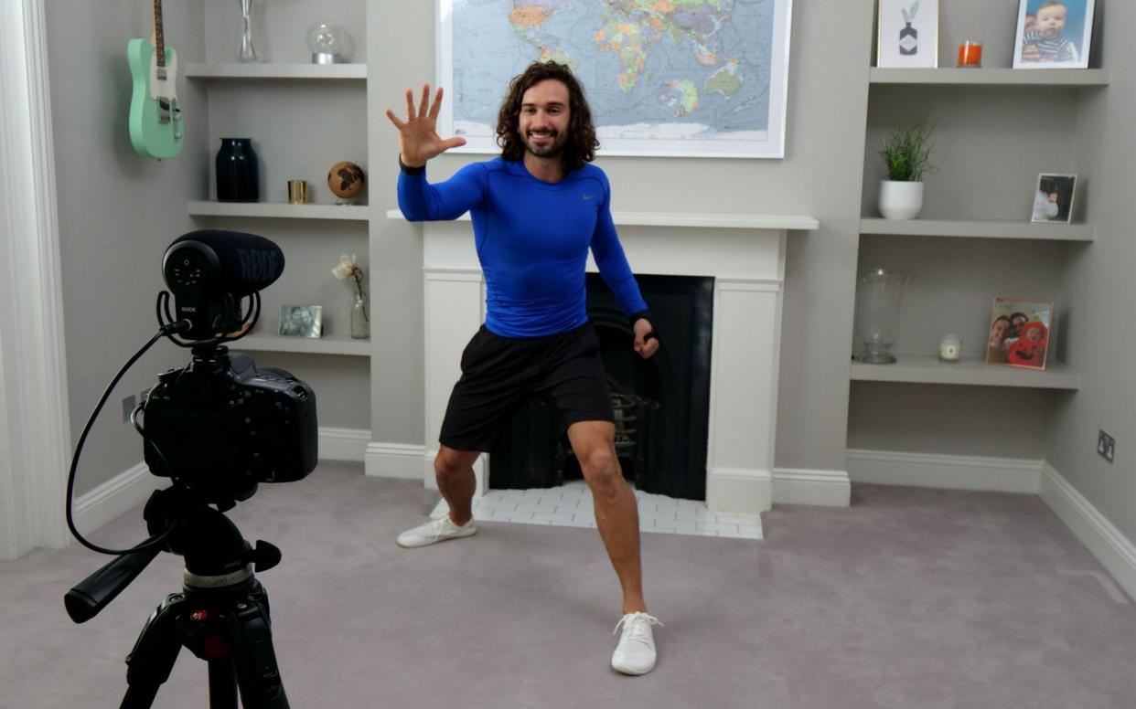 Joe Wicks, aka The Body Coach, during one of his online PE lessons - Getty