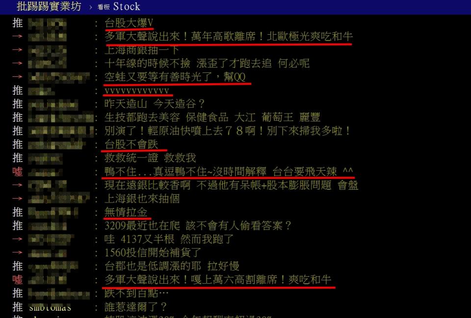 網友討論台股走勢。圖／翻攝PTT