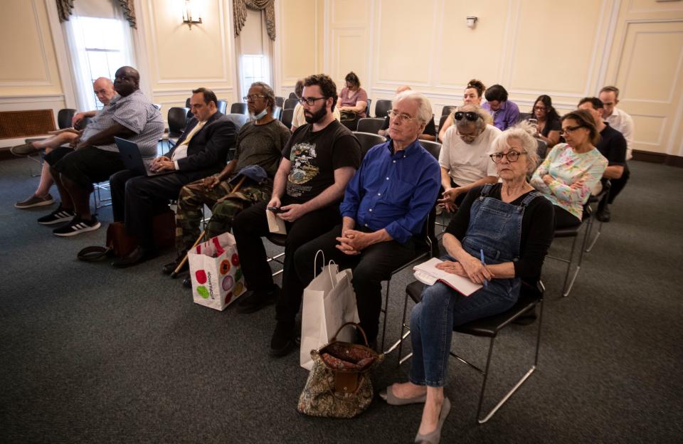 Members of the public listen as the Westchester County Rent Guidelines Board meet sin White Plains June 27, 2024. The board voted to increase rents on stabilized apartments at a rate of 2 1/2% for one year leases and 3 1/2% for two years leases.