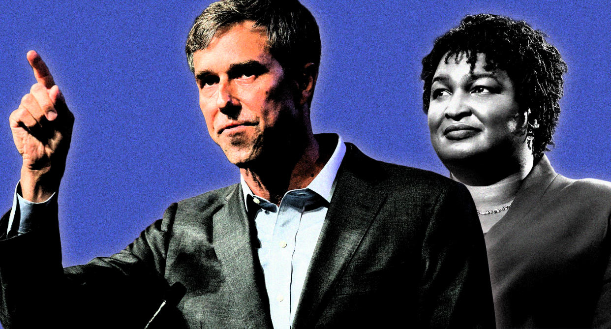 Beto O’Rourke and Stacey Abrams. (Photo-illustration: Yahoo News, photos: AP)