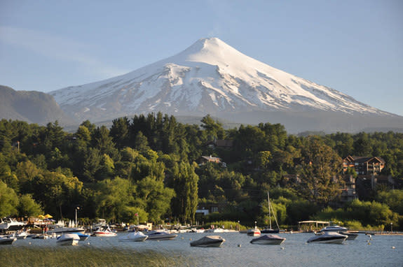 Chile's Villarrica volcano is one of the country's most active volcanoes. Its summit is 9,340 feet (2,847 meters) high.