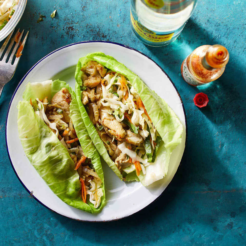 Chicken Tacos in Cabbage "Tortillas"