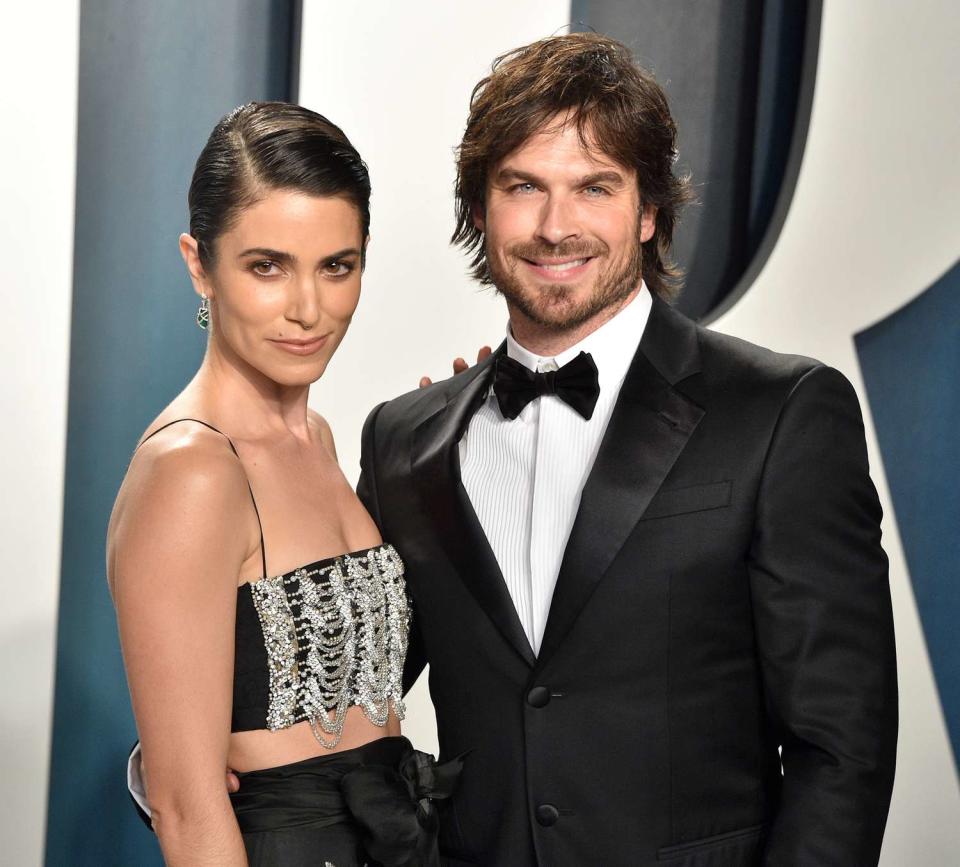 Nikki Reed and Ian Somerhalder attends the 2020 Vanity Fair Oscar Party hosted by Radhika Jones at Wallis Annenberg Center for the Performing Arts on February 09, 2020 in Beverly Hills, California