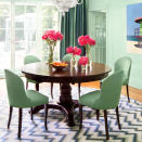 <p>This retro-fresh room is convincing evidence that a monochrome palette makes a super bold statement. Go all out in various shades of one color; then choose a grounding piece, like a rug, to tie them all together in perfect harmony.</p> <p><strong>Idea Spotlight</strong></p> <p>Let a piece of art be your guide. This Palm Beach dining room takes its color cues from a painting of a lifeguard stand that the owners scooped up in Manhattan. </p>