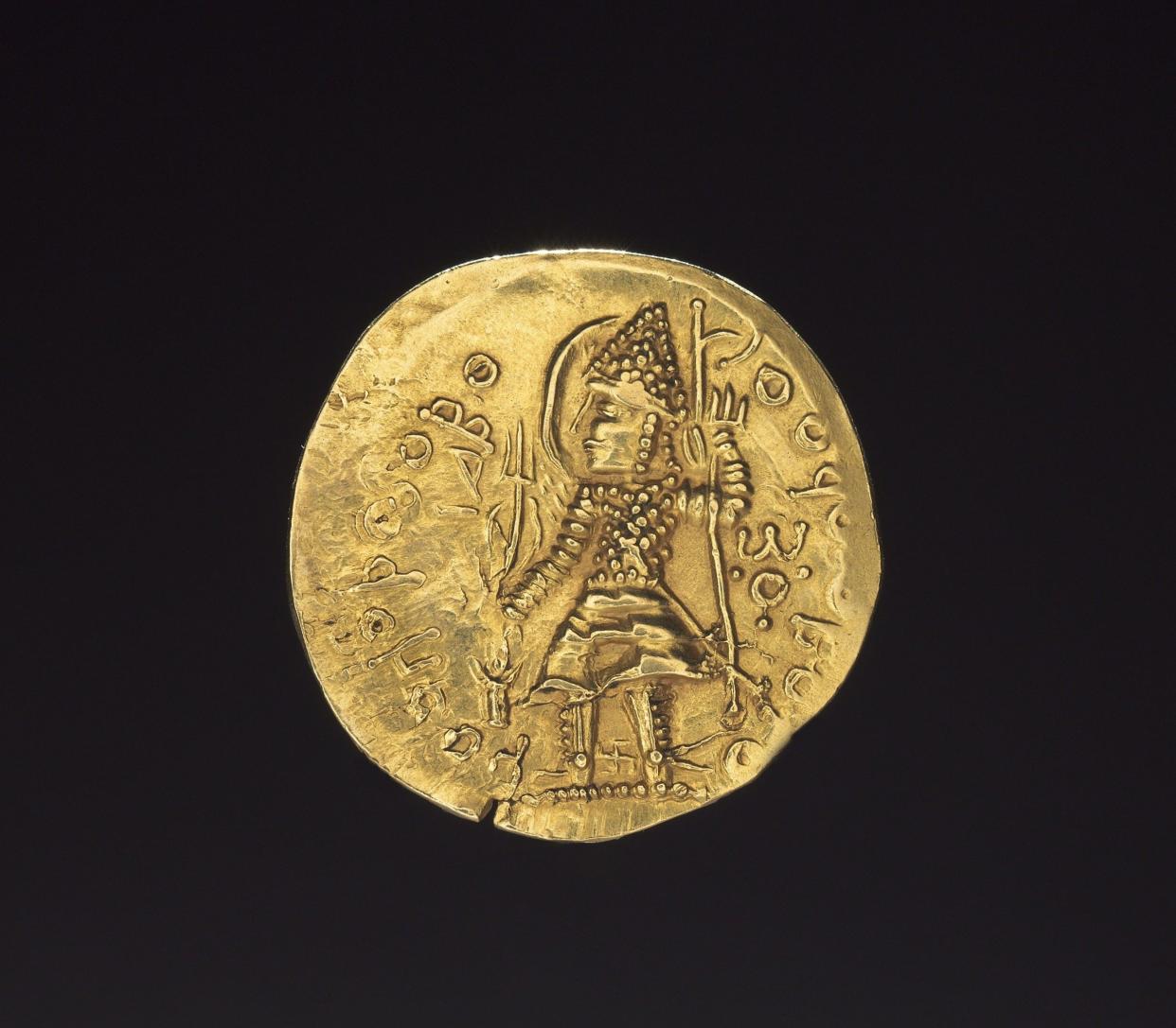 Gold coin of 3rd century Kushan King Vasudeva II,  India