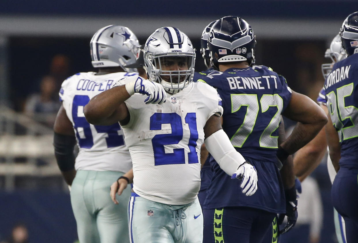 Ezekiel Elliott’s return to action may have been too late to help his fantasy owners (AP Photo).