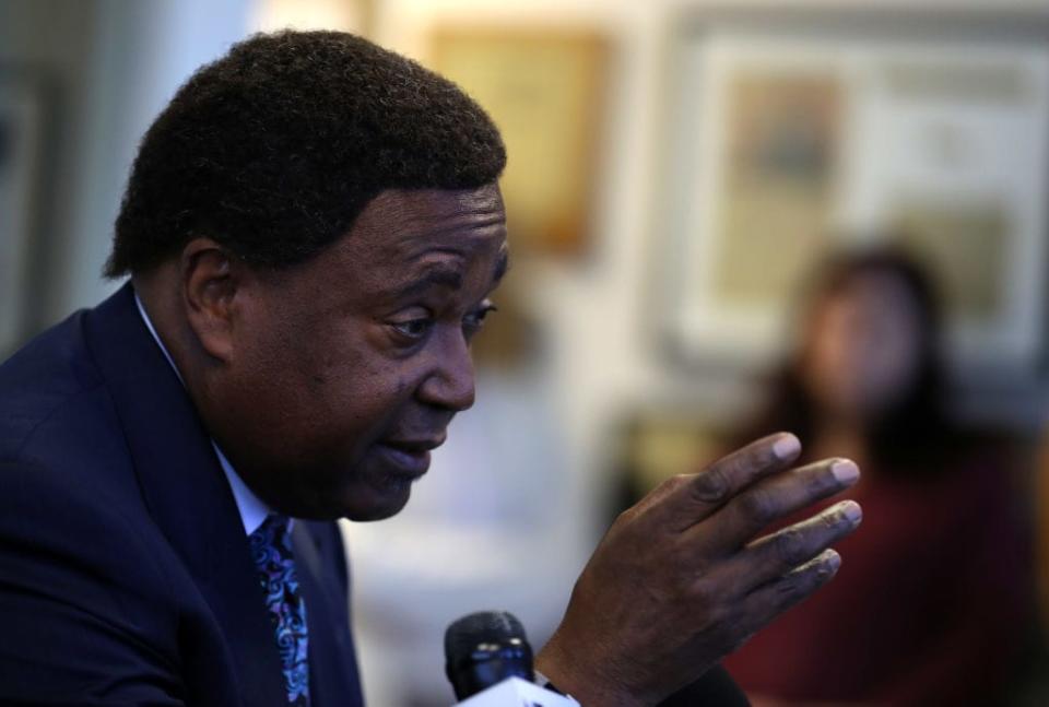 Attorney John Burris speaks during a 2019 press conference about a lawsuit related to Oakland police officers killing Joshua Pawlik, a homeless man shot by four Oakland police officers on March 11, 2018. (Photo by Justin Sullivan/Getty Images)