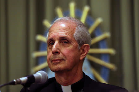 Buenos Aires' Archbishop Cardinal Mario Poli attends a news conference where he talked about the Vatican's declassification of documents related to Argentina's last military dictatorship in Buenos Aires, Argentina, October 25, 2016. REUTERS/Marcos Brindicci