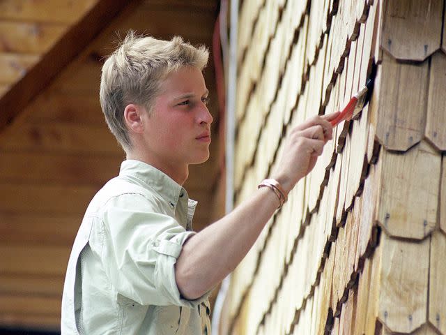 <p>Tim Graham Picture Library/Getty</p> Prince William During His Raleigh International Expedition, In Southern Chile Varnishing The Outside Of The Local Radio Station In Tortel.