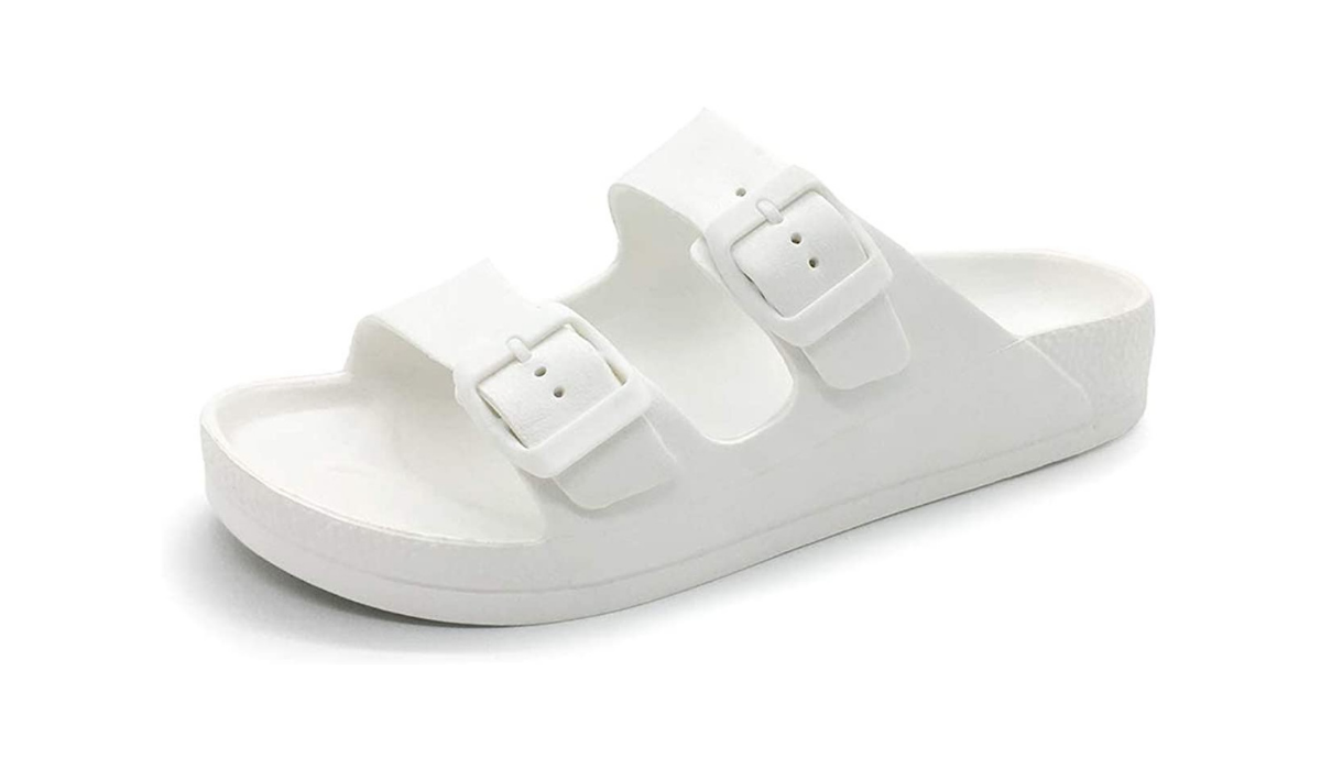 white sandals