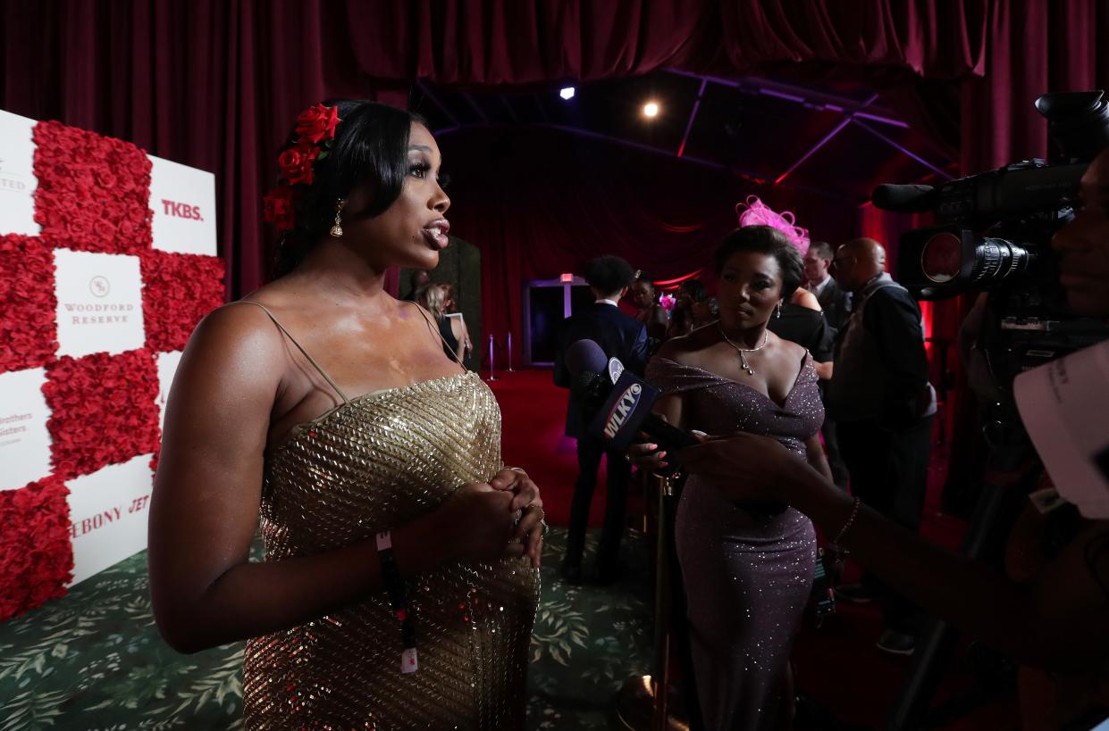 Eden Bridgeman Sklenar arrived on the red carpet during the Trifecta Gala in Louisville, Ky. on May. 3, 2024. She disclosed that she is 7 months pregnant with a son.