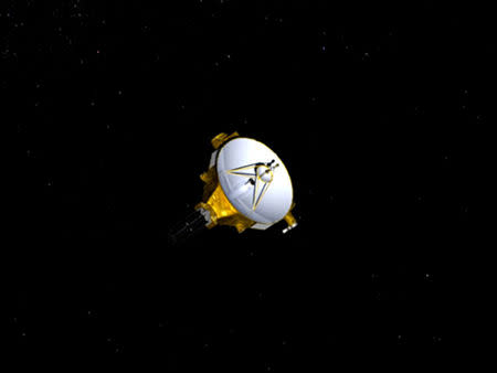 FILE PHOTO: An artist's impression of NASA's New Horizons spacecraft, currently en route to Pluto, is shown in this handout image provided by NASA/JHUAPL. REUTERS/NASA/Johns Hopkins University Applied Physics Laboratory/Southwest Research Institute/Handout