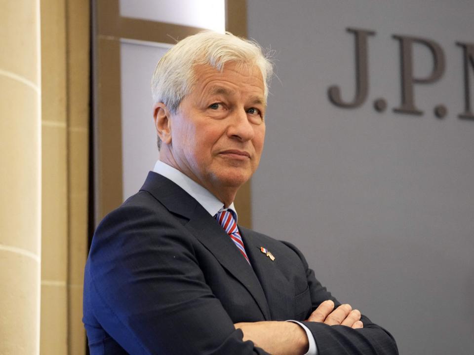 P Morgan CEO Jamie Dimon looks on during the inauguration of the new French headquarters of US' JP Morgan bank on June 29, 2021 in Paris