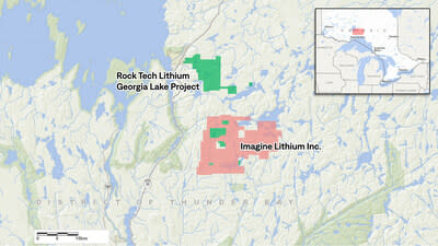 Rock Tech and Imagine to collaborate on development of their adjacent lithium projects, and to establish a reliable raw material supply chain to support Rock Tech's proposed lithium converter along Lake Superior's North Shore. (CNW Group/Rock Tech Lithium Inc.)