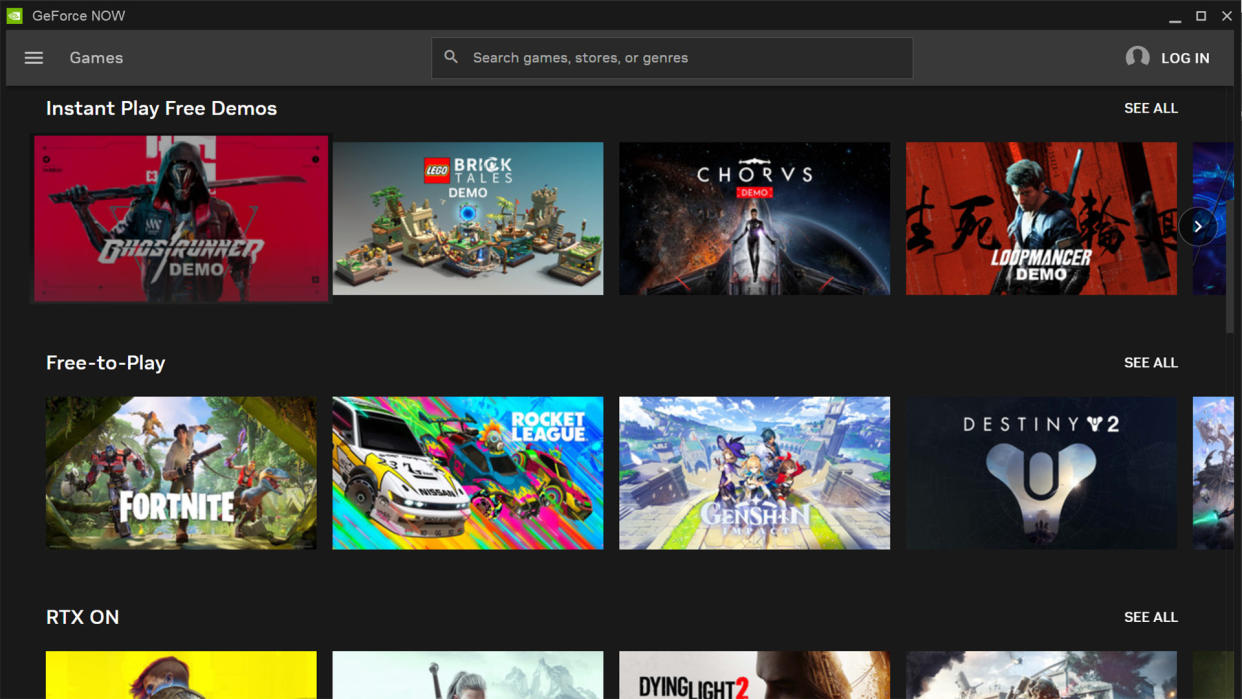  Nvidia's GeForce Now library interface 