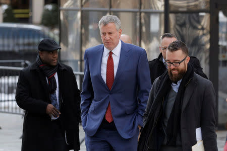 New York City Mayor Bill de Blasio arrives at the City Hall in New York, U.S., March 16, 2017. REUTERS/Lucas Jackson