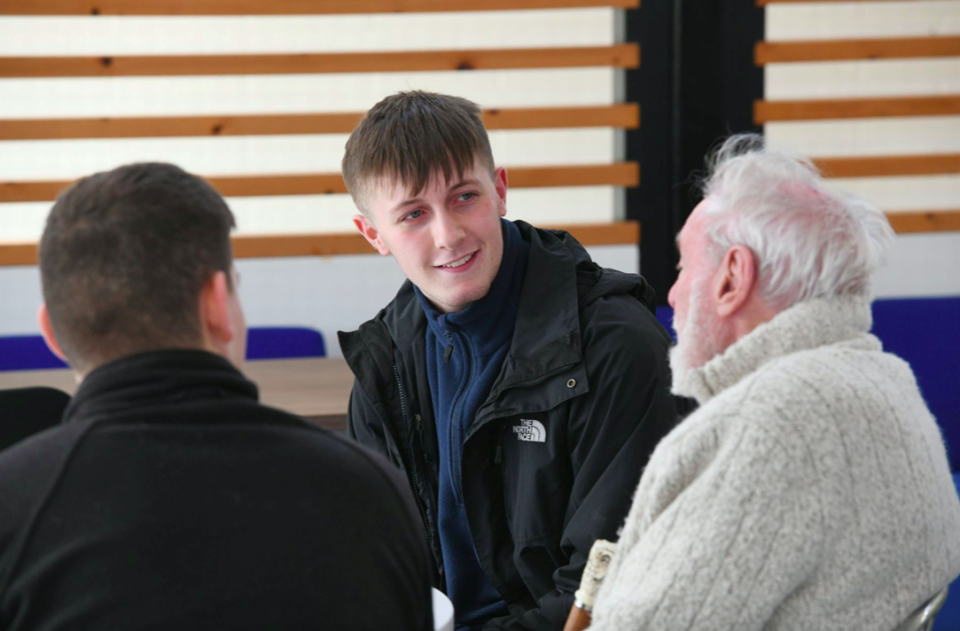 Cyril mingles and chats with staff and pupils during lunch-time four times a week (SWNS)