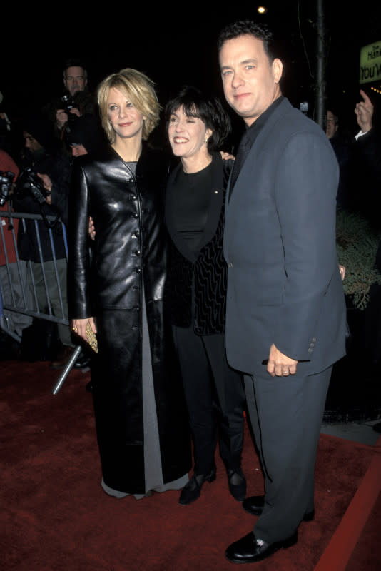 Meg Ryan, Nora Ephron and Tom Hanks during "You've Got Mail" New York Premiere at Ziegfeld Theatre in New York City, New York, United States. (Photo by Ron Galella/Ron Galella Collection via Getty Images)<p>Ron Galella/Getty Images</p>