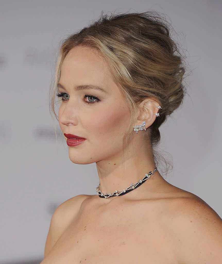 <p>A typical updo can look too slick and flat with thin hair, but mussing up the front pieces and giving it a deliberately loose look, like how actress <strong>Jennifer Lawrence</strong> is wearing hers, makes it appear fuller.</p>