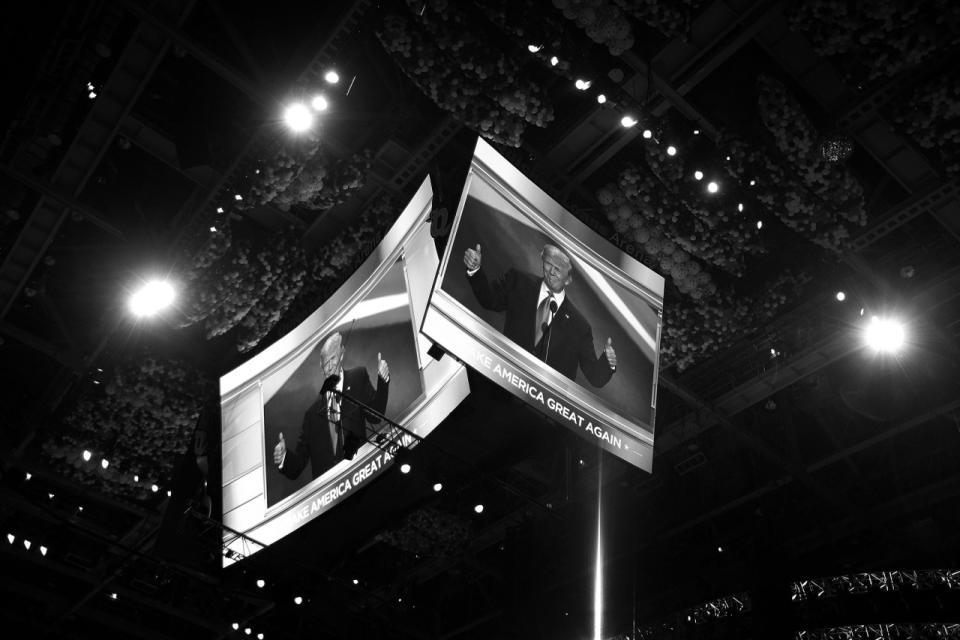 <p>Donald Trump speaks at the Republican National Convention on Monday. (Photo: Khue Bui for Yahoo News)</p>