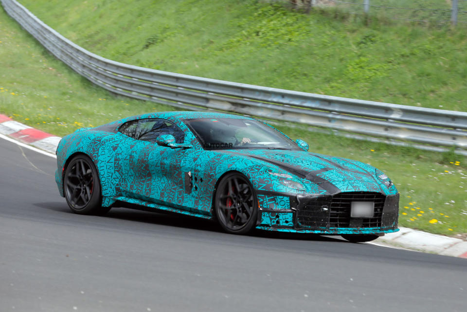Aston Martin Vanquish prototype at the Nurburgring side cornering