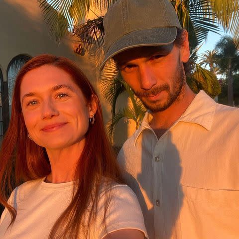 Bonnie Wright Instagram Bonnie Wright pose for a selfie with her husband, Andrew Lococo.