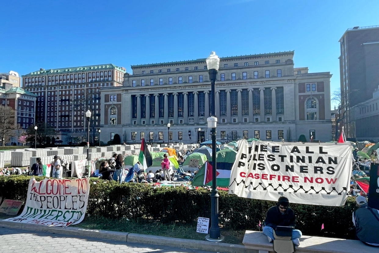 Le 17 avril, des étudiants ont monté un camp sur une pelouse de Columbia pour réclamer la fin des investissements de l’université en Israël.  - Credit:© DR