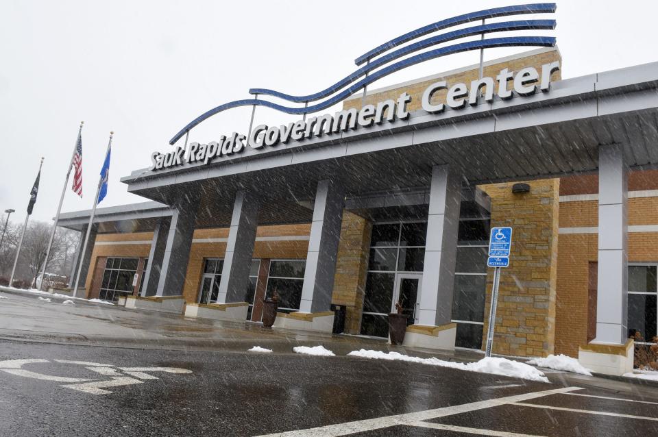 The entrance to the Sauk Rapids Government Center is pictured Monday, April 2, in Sauk Rapids. 