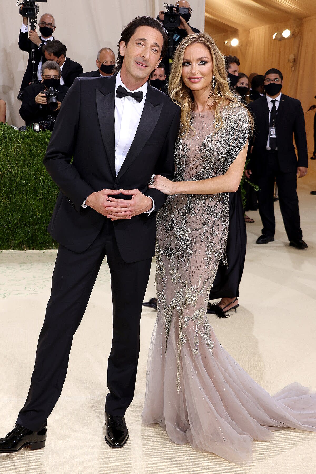 Adrien Brody and Georgina Chapman attend The 2021 Met Gala Celebrating In America: A Lexicon Of Fashion at Metropolitan Museum of Art on September 13, 2021 in New York City.
