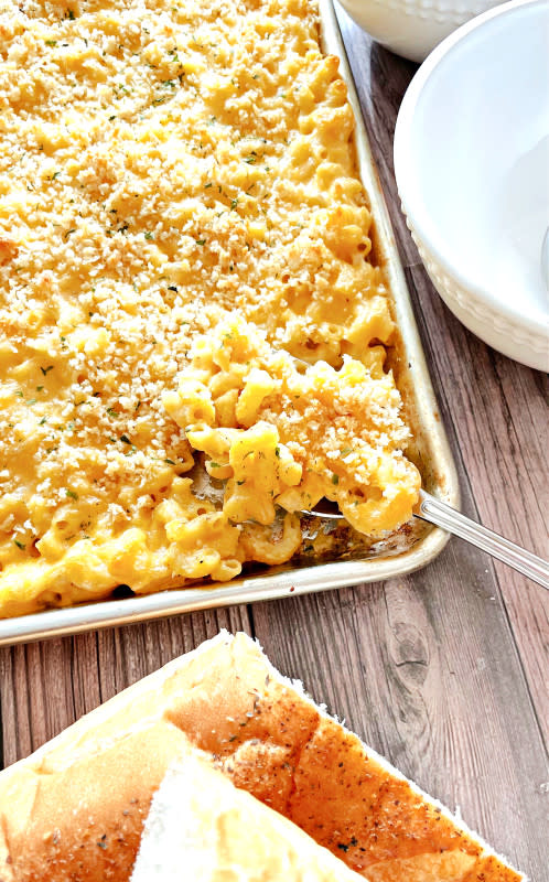 <p>Krista Marshall</p><p>The best mac and cheese of your life starts with a sheet pan! Creamy but still baked to a delicious crunch factor too.</p><p><strong>Get the recipe: <a href="https://parade.com/recipes/sheet-pan-macaroni-and-cheese" rel="nofollow noopener" target="_blank" data-ylk="slk:Sheet Pan Macaroni and Cheese;elm:context_link;itc:0;sec:content-canvas" class="link ">Sheet Pan Macaroni and Cheese</a></strong></p>