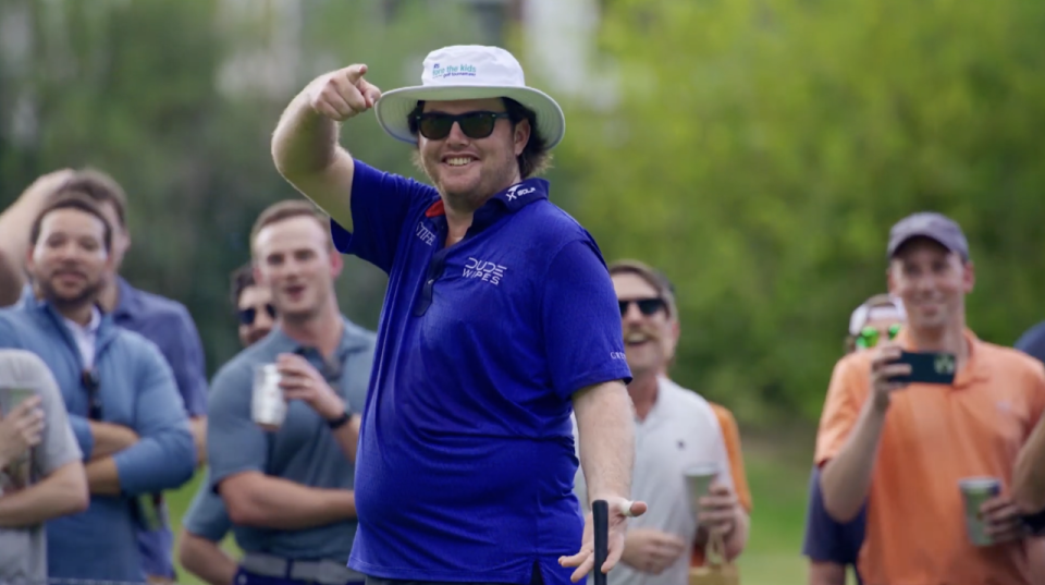 Harry Higgs shares a wide smile during the Tito's Shorties Classic, which was filmed at Austin's Butler Pitch and Putt. The event will air on Golf Channel on Jan. 11.