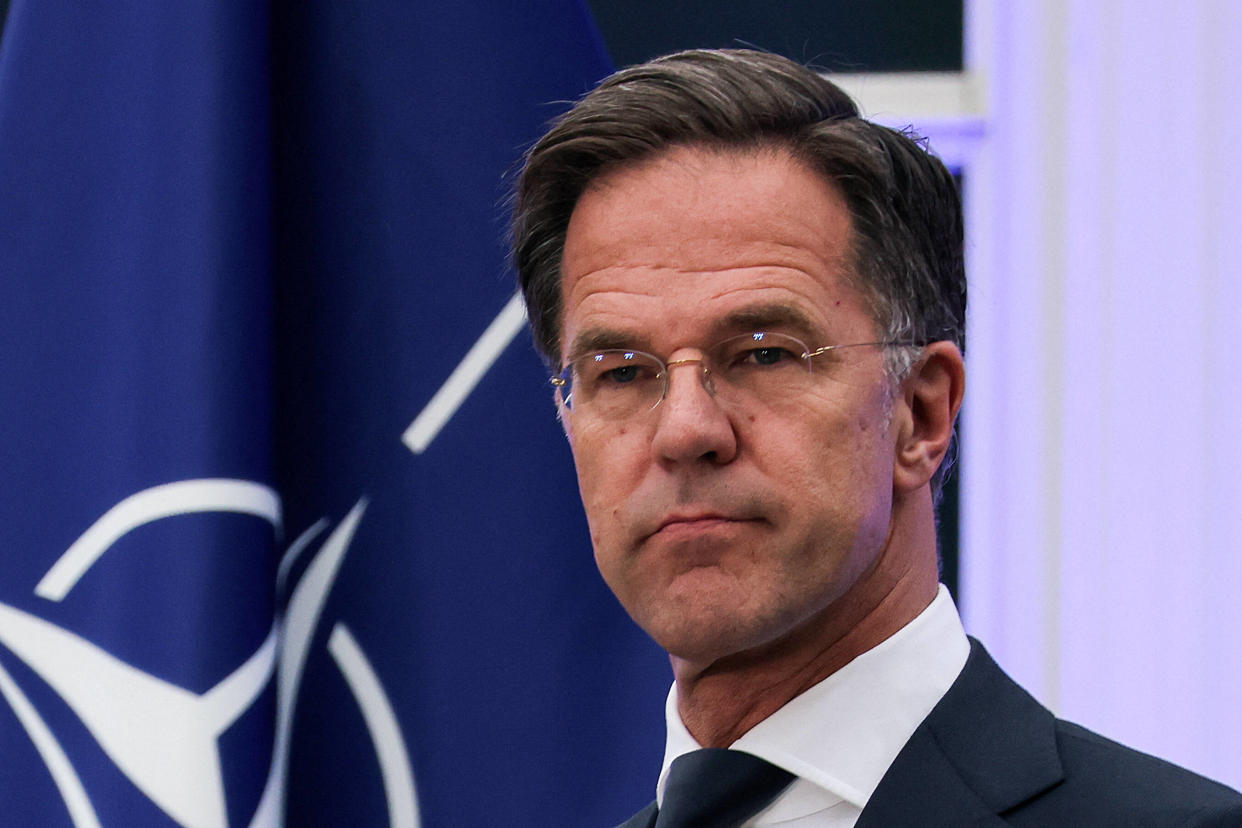 Mark Rutte, ici photographié lors d’une conférence de presse de l’Otan le 27 juin 2023, nommé à la tête de l’organisation