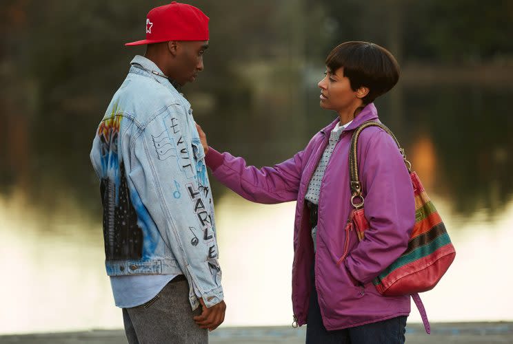 Shipp and Kat Graham as Jada Pinkett in ‘All Eyez on Me’ (Photo: Quantrell Colbert)