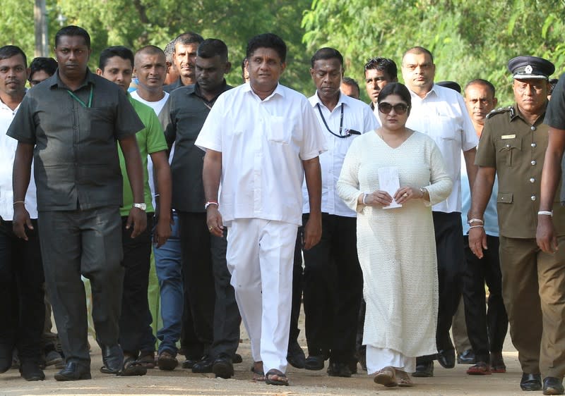 Premadasa, Sri Lanka's presidential candidate of the ruling United National Party led New Democratic Front alliance arrives to cast his vote during the presidential election in Weerawila