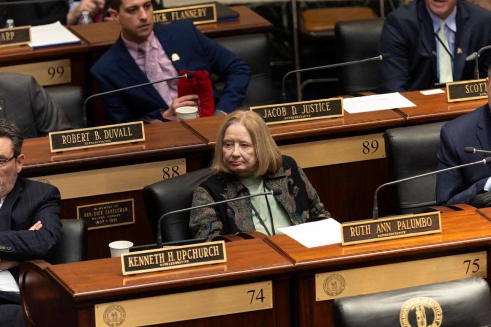 Rep. Ruth Ann Palumbo on the House floor during the legislative session at the Capitol in Frankfort, Ky, Tuesday, January 23, 2024. Silas Walker/swalker@herald-leader.com