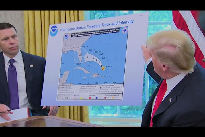 President Donald Trump argues that Alabama was in the forecast path of Hurricane Dorian when he tweeted his warning.