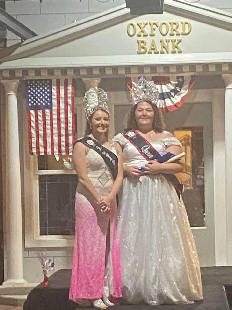 Jadn Lindig, right, was crowned 2022-2023 queen of the Cy Young Festival by Rhylee Shepherd, 2021-2022 queen.