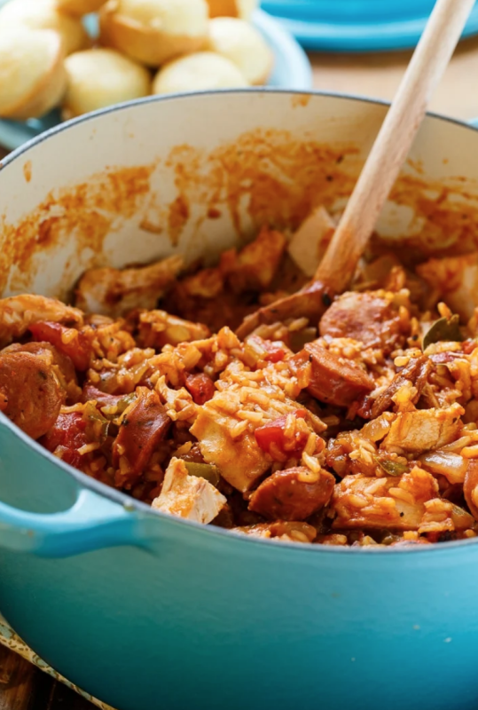 <p>Spicy Southern Kitchen</p><p>Turn your turkey leftovers into this delicious leftover turkey jambalaya. Add a crusty loaf of French Bread and you have a delicious and spicy dinner. </p><p><strong>Get the recipe: <a href="https://spicysouthernkitchen.com/leftover-turkey-jambalaya/" rel="nofollow noopener" target="_blank" data-ylk="slk:Leftover Turkey Jambalaya;elm:context_link;itc:0;sec:content-canvas" class="link rapid-noclick-resp">Leftover Turkey Jambalaya</a></strong></p>