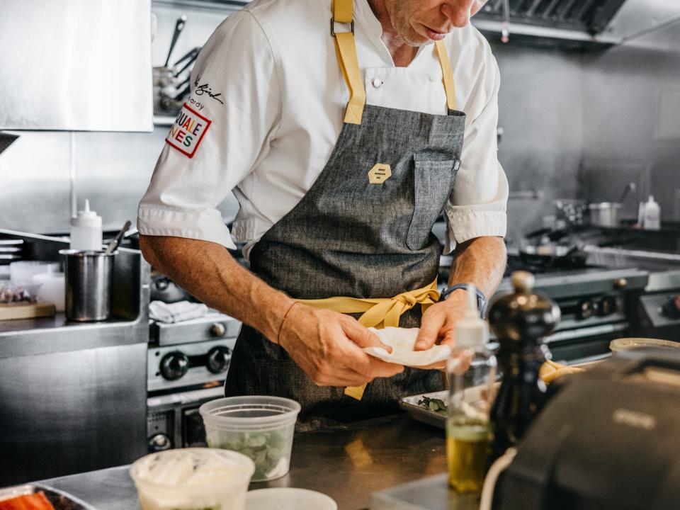 A close up of Chef Hardy in the kitchen.