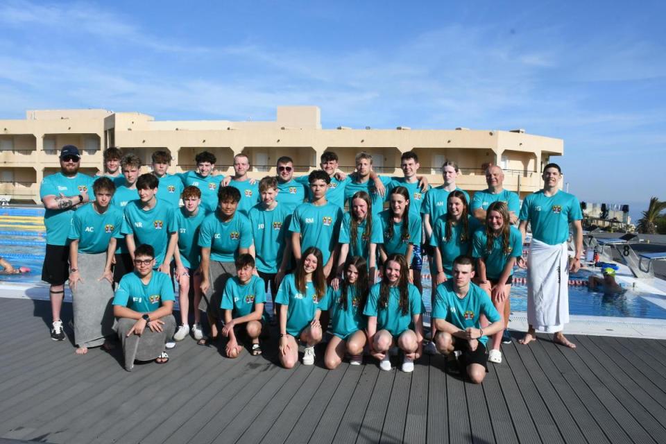 The swimmers and coaches in Lanzarote <i>(Image: Watford Swimming Club)</i>