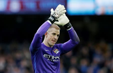 Football - Manchester City v Leicester City - Barclays Premier League - Etihad Stadium - 6/2/16 Manchester City's Joe Hart applauds the fans at the end of the game Reuters / Andrew Yates Livepic