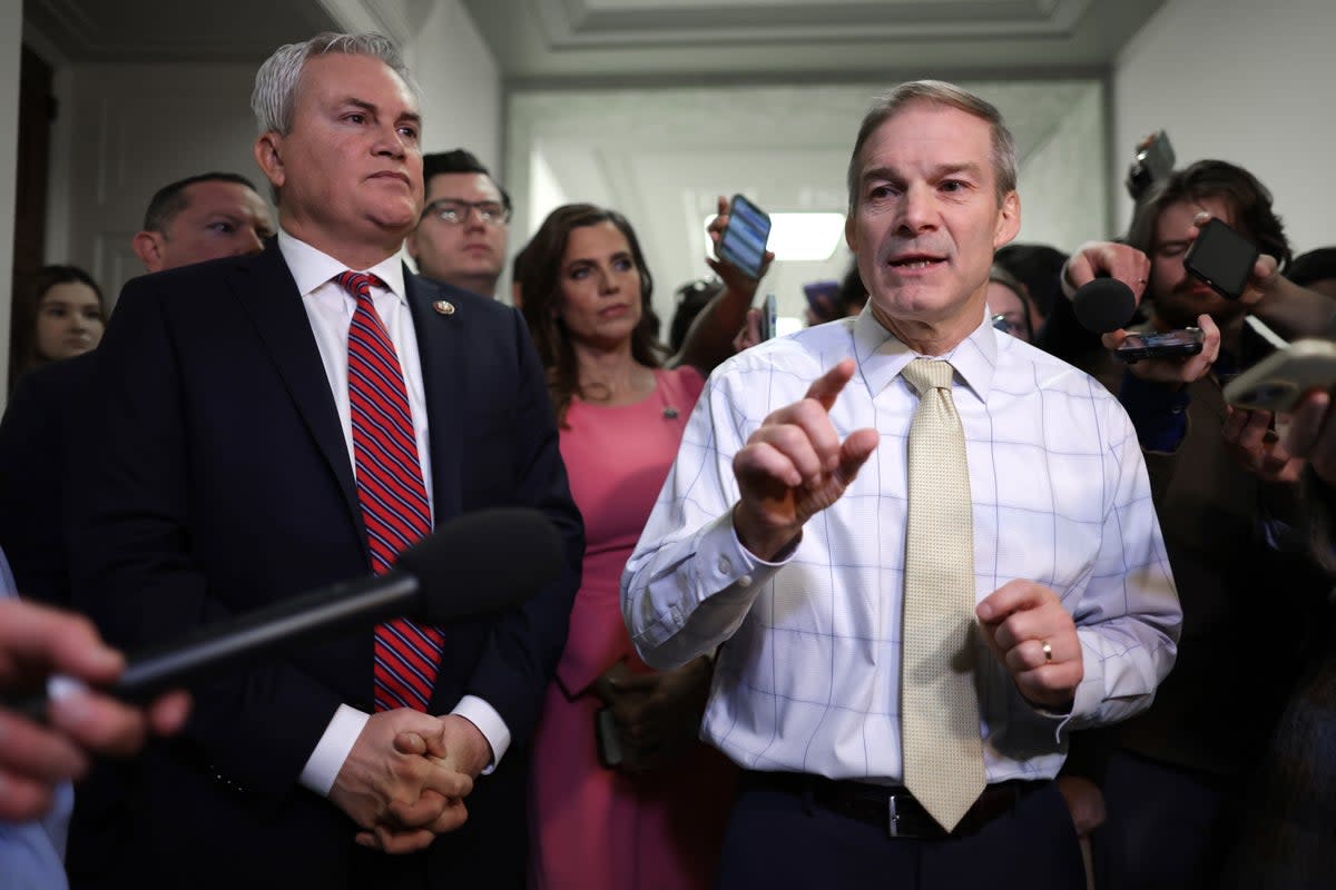 James Comer, left, and Jim Jordan are leading the impeachment probe against President Biden. Jordan himself has refused to honour a subpoena (Getty Images)